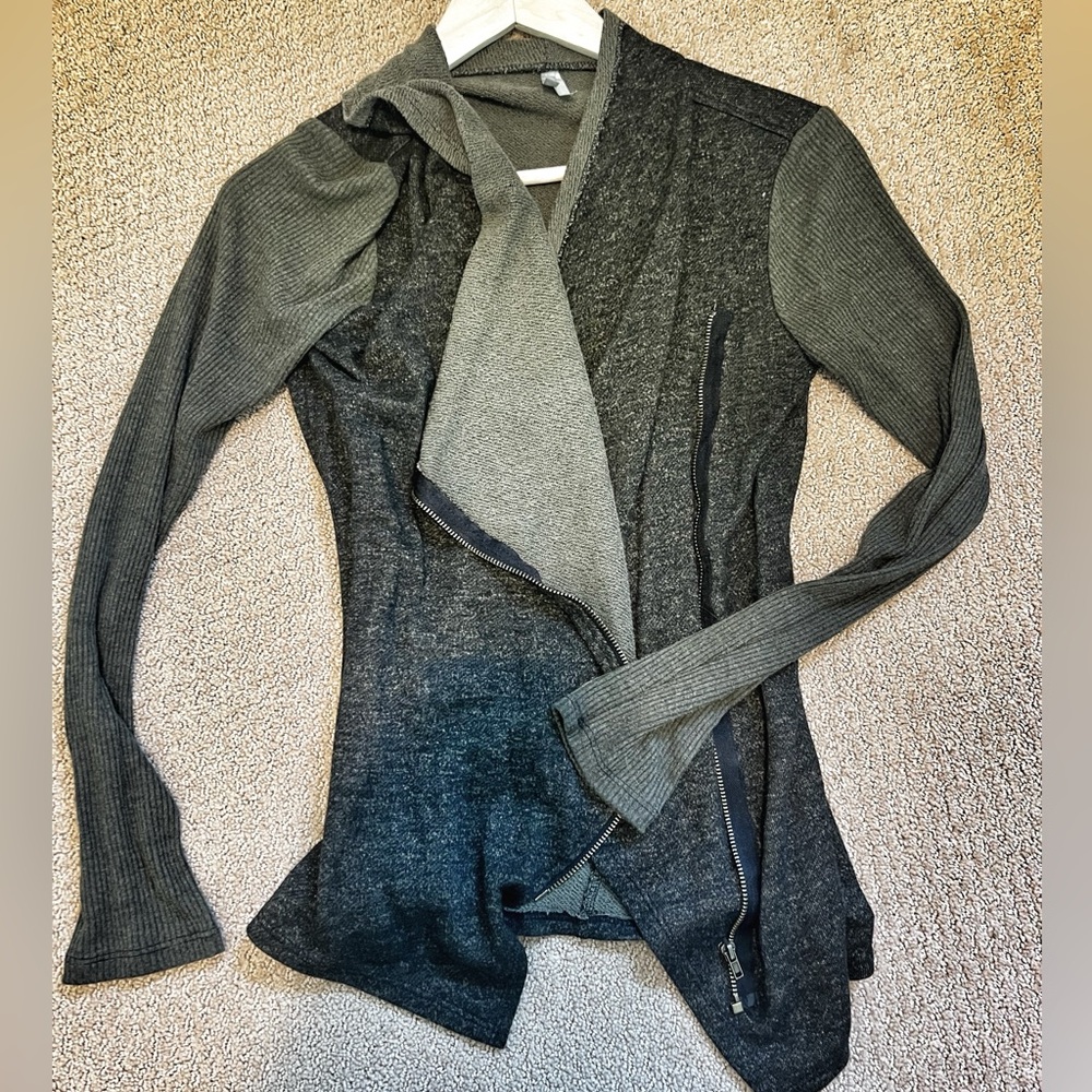 Vanity Dark Gray/Army Green Open-Front Cardigan